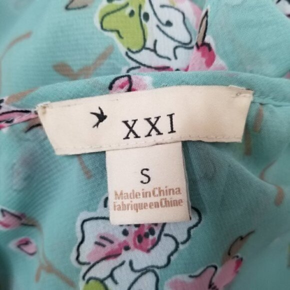 4/$25 Forever 21 Mint Green Floral Ruffle Sleeveless Top - Picture 7 of 7